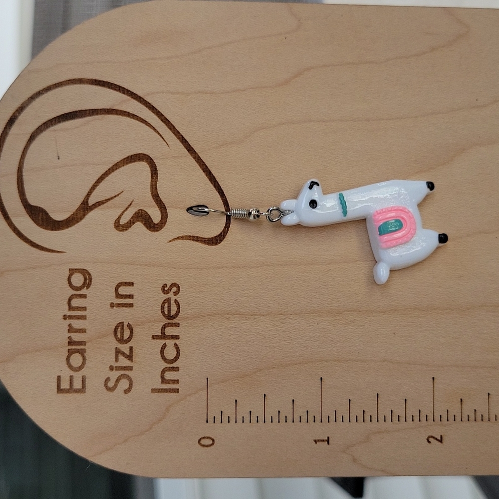 Llama Dangle Earrings, alpaca, Peru - Picture 3 of 5